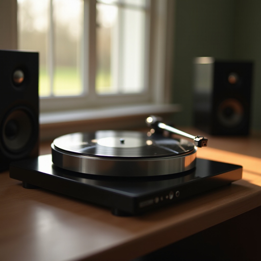 menghubungkan turntable ke speaker
